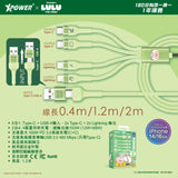 XPower x 罐頭豬LuLu BC24 8合1 2出4 100W PD3.0鋁合金傳輸快速充電線