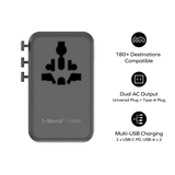 Momax 1-World2 100W GaN 4接口 雙AC 旅行插座 UA23