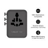 Momax 1-World2 70W GaN 5接口 雙AC 旅行插座 UA22