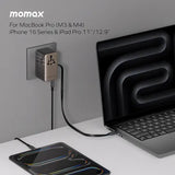 Momax 1-World2+ 100W 4接口 雙 AC 連USB-C 充電線旅行插座 UA25