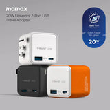 Momax 1-World 20W 2-插口旅行充電插座 UA29