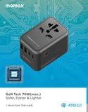 Momax 1-World 70W GaN 方便式旅行插座 UA8A