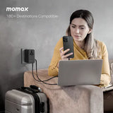Momax 1-World2+ 100W 4接口 雙 AC 連USB-C 充電線旅行插座 UA25