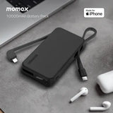 [CCC認證產品] Momax 1-Power Vital+ 10000mAh USB-C及Lightning線 流動電源 IP138MFI
