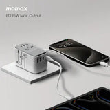 Momax 1-World+ Flow 35W 連USB-C 充電線旅行充電插座 UA21