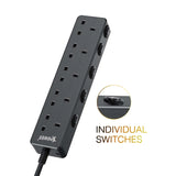 XPower XPS050 全球最窄身58mm 3米線長5輸出獨立開關5頭拖板