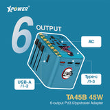 (預售產品) XPower x 鬼滅之刃 TA45B 6輸出 45W PD/PPSGaN旅行充電器