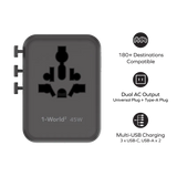 Momax 1-World² 45W 五插口雙AC 旅行充電插座 UA31